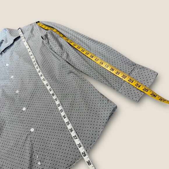 Geoffrey Beene Long Sleeve Button Up Slim Fit Shirt Stretch Mens M Dotted Gray - Picture 9 of 10